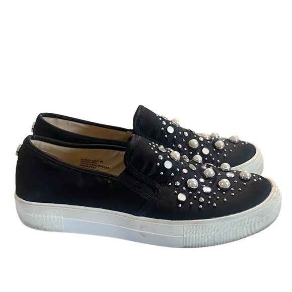 Steve Madden Black 9 Glade Black Satin Slip-On Sneakers - Picture 10 of 14